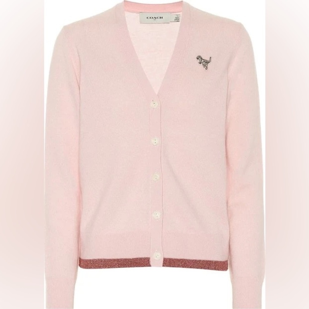 COACH Rexy Patch Metallic Wool-Cashmere Cardigan